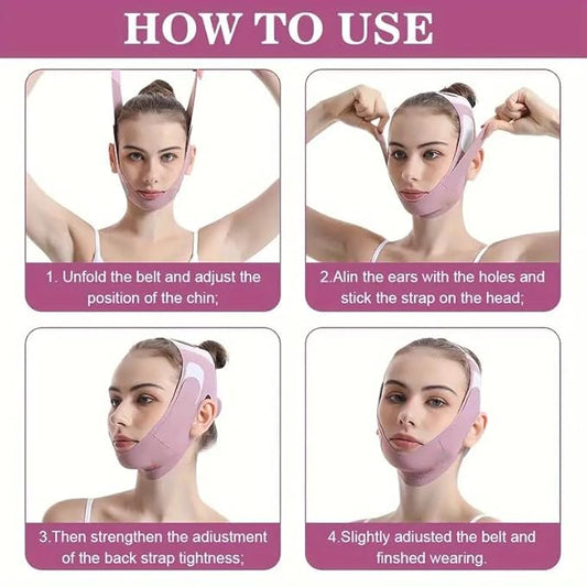 Face Slimming Mask, Breathable Mesh Design,V Line Face Lifting Strap and V Line Face Shaping Belt - Chin and Cheek Lifting Bandage for V Face Lift - Sleeping Mask Strap for Women - pink