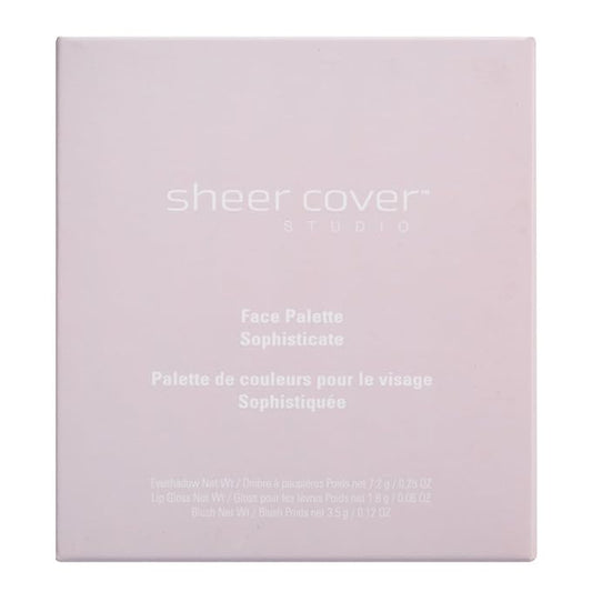 Sheer Cover – Sophisticate Look Face Palette For Eyes, Lips, and Cheeks – with Brush