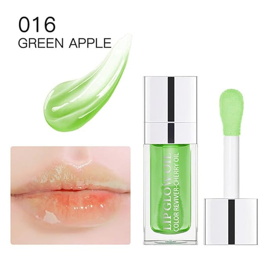 Moisturizing Lip Oil,No-Sticky Lip Gloss Lip Balm Lip Care,Fruit Flavoured Lip Oil For Dry Lip's Moisturizing Hydrating And Nourishing (016#GREEN APPLE) 0.2 OZ