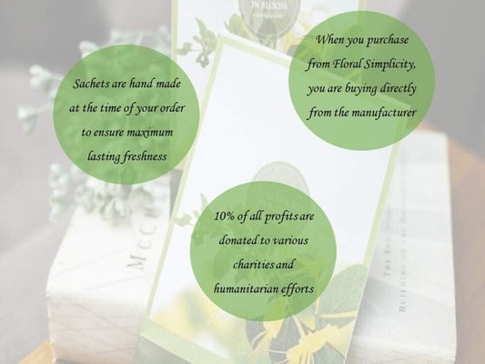 Lily Scented Sachets Pack of 6, Spring and Summer - Long-Lasting Scented Bags, Home Fragrance, Air Freshener & Deodorizer for Closet, Room, Drawer, or Cars, Made in USA