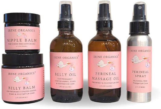 Belly Bundle - Organic Belly Balm and Natural Oil for Pregnancy Stretch Marks and Scars (5 piece set - SM)