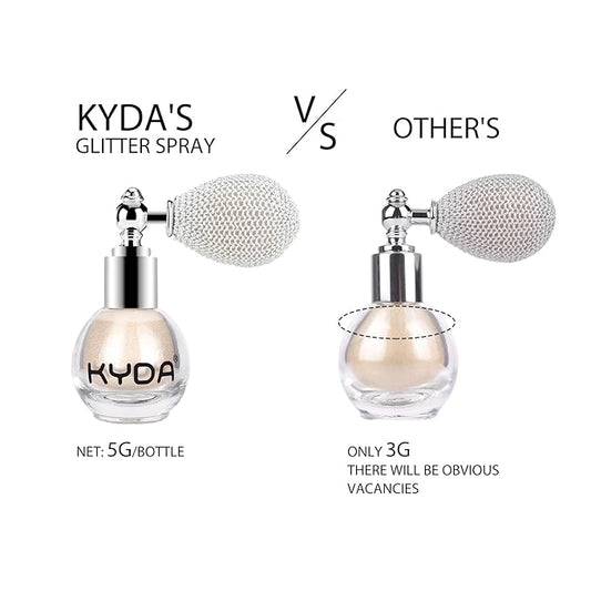 KYDA Highlighter Powder Spray, Glitter High Gloss Spray Shimmer Sparkle Powder Makeup Spray, for Face Body Cosmetic-Light Gold