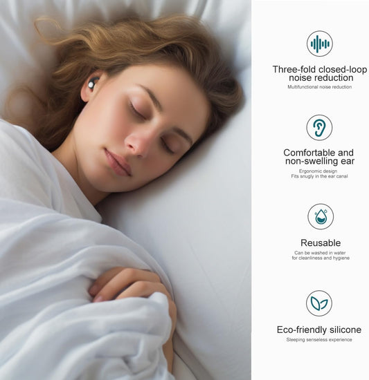 Ear Plugs for Sleeping - Noise Cancelling - Earplugs for Sleep, Swimming, Snoring Blocking, Concert, Work - Soft Silicone, Reusable, Washable - Noise Reduction up to 32dB - Black