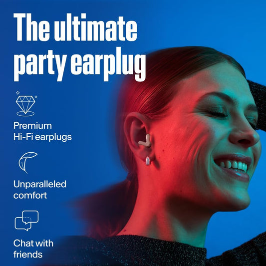 Alpine Tune Earplugs, Concert Ear Plugs for Noise Reduction, High Fidelity Music Quality, 19dB Hearing Protection with Crystal Clear Sound, Incl. 4 Sizes, Parties, Raves, Festivals & Clubs, Rose Gold