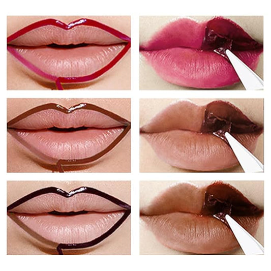 3 Colors Peel Off Lip Liner Stain Kit, Long Wear Matte Lip Tint Stain Set with Tweezer for Women, Waterproof Transfer Proof Highly Pigmented Peel Off Liquid Lipstick for All Skin Types (#1,2,3)