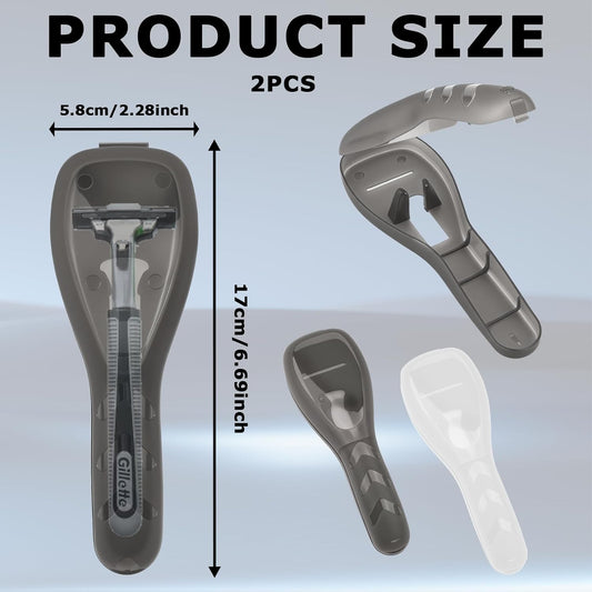 2PCS Plastic Portable Traveling Men Manual Razor Protector, Universal Portable Shaver Storage Box/Travel Razor Cover Case, Manual Razor Traveling Case Transparent