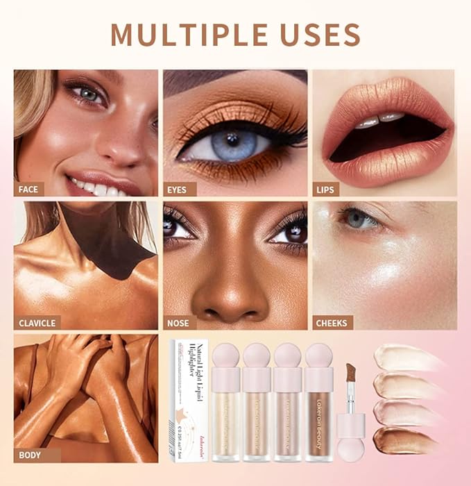UNYOKE Liquid Highlighter, Highlighter makeup Stick,Makeup Highlighter Face Illuminator, Beauty Glow Highlight Body Shimmer, Waterproof Smooth Cream Highlighter, Longlasting Liquid Highlighter, Body Highlighter.-03#