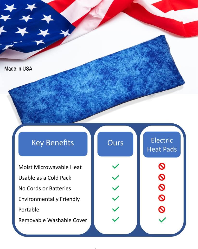 Microwavable Corn Filled Heating Pad and Cold Pack/Washable 100% Cotton Cover (Etched - Cobalt, 5.25in W x 17.25in L)
