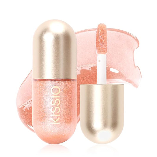 KISSIO Lip Plumper,Color Lip Plumper Gloss,Shimmer,Lip Enhancer,Plant Extracts Plumping Lip Serum,Moisturizing Lip Gloss for Fuller Lips and Hydrated Beauty Lips 5.5ml (01 Lemonade)