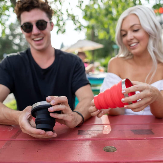 HYDAWAY 16oz Collapsible Pint - BPA-Free Silicone Cup with Stainless Steel Rim - Reusable, Packable, and Durable for Camping, Travel & Everyday Use