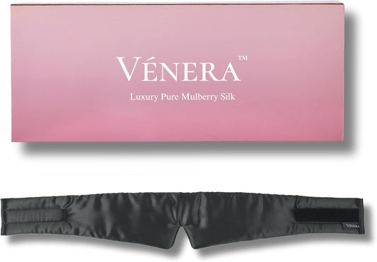 Silk Eye Mask - 100% Pure Mulberry 22 Momme Silk Sleep Mask, Adjustable Sleep Mask for Women and Men (Adjustable, Cloud Black)