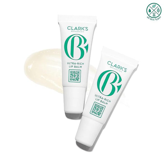 Clark's Botanicals Mini Ultra Rich Lip Balm: Travel Size Plumping Moisturizer with Collagen and Shea, Mango & Avocado Butter + Vitamin E, Stimulating Organic Lip Treatment | 0.13 fl oz (Pack of 2)