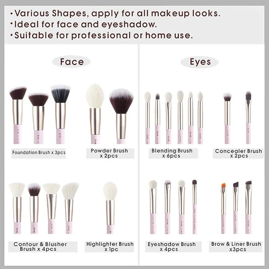 Jessup Makeup Brushes Set Professional Makeup Brush Eyeshadow Blending Powder Foundation Blusher Concealer 25pcs with Cosmetics Storage Box, Blushing Bride T295