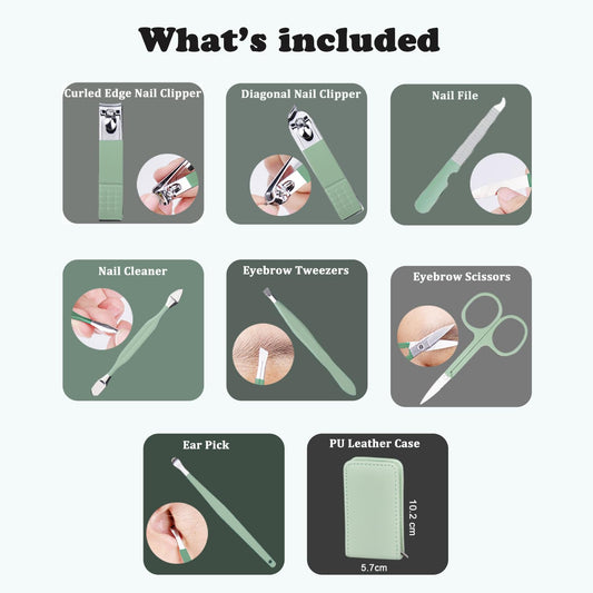 7 Pcs Manicure Set Stainless Steel Nail Clippers Kit, Nail Care Beauty Tools Set Christmas Stocking Stuffers, Christmas Gifts for Men and Women Travel Grooming Kit With Zipper Leather Case