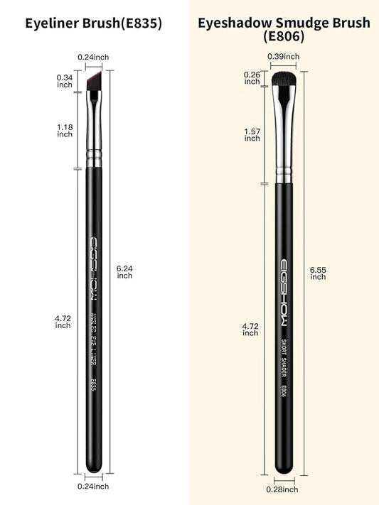 EIGSHOW Angled Eyeliner Brush & Eyeshadow Brush, High-End Precision Gel Liner and Short Smudge Brushes for Cat Eye, Winged Liner (E835&E806)