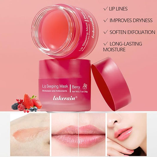 Sleeping Lip Mask, Long-Lasting Nourish & Hydrate Lip Mask, Lip Balm, Lip Oil, Lip Skin Care, Hydrating, Moisturizing Lip Lines Night Sleep Care Lip Anti-chapped Lip Cream (02# Berry)
