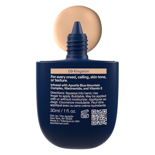 APOSTLE Reclaim Tinted Moisturizer for Men (9 Kingston) - Niacinamide, Vitamin E, Squalane, Hyaluronic Acid, Tinted Face Moisturizer For Men. Hydrates, Evens Skin Tone, Reduces Fine Lines, 1 Fl. Oz.
