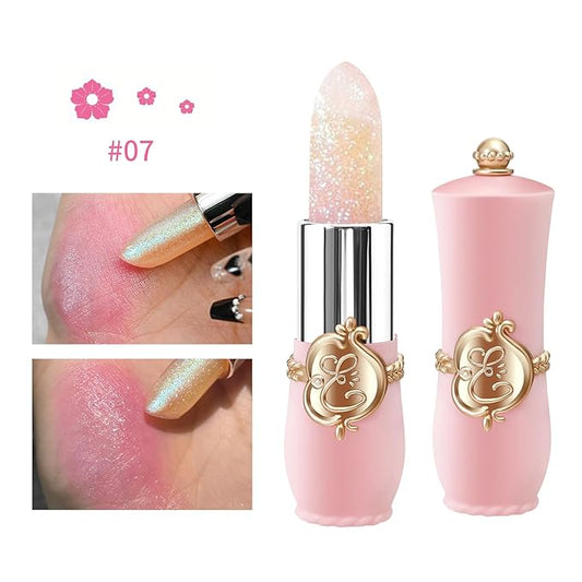 3 Pcs/Set Flower Jelly Lipstick Set Temperature Change Moisturizer Long Lasting Nutritious Glossy Shine Lip Balm Magic Gold Crystal PH Color Change Lip Gloss for Women