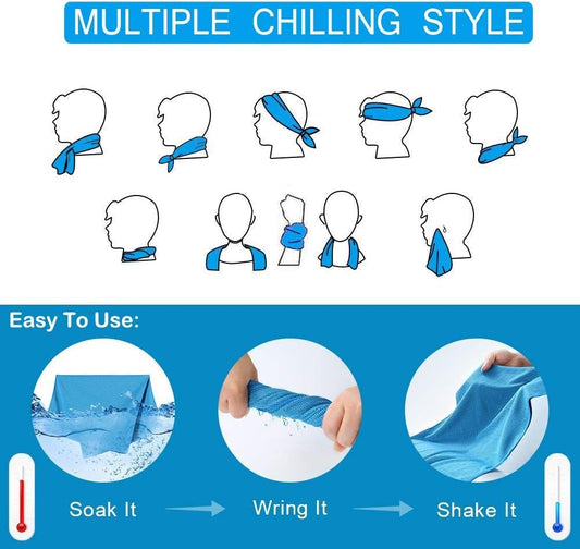 YQXCC 4 Pack Cooling Towels | 40"x12" | Ice Cool for Neck | Microfiber Soft Breathable Chilly | for Yoga, Golf, Gym, Camping, Running, Workout & More Activities