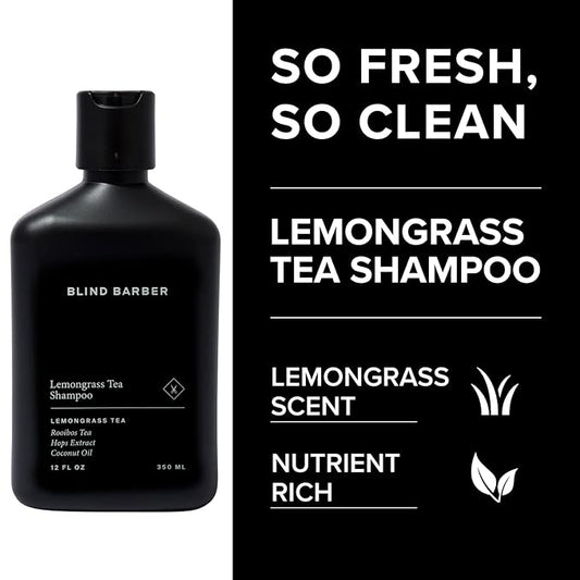 Blind Barber Shower Essentials Gift Set - Mens Body Wash, Shampoo and Conditioner Set - Lemongrass Tea Body Soap + Hair Care Gifts for Men (3 Count)