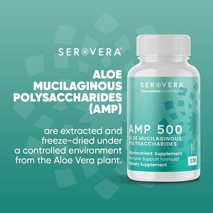 AMP Organic Aloe Glyconutrient Supplement - Support Immune System, Digestive Tract, and Colon Health 270 caps