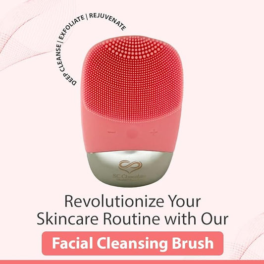 Facial Cleansing Brush | 3-in-1 Electric Face Scrubber | USB Rechargeable Face Cleansing Brush | IPX7 Waterproof | Blackhead Remover | Deep Cleansing & Exfoliating (Pink)