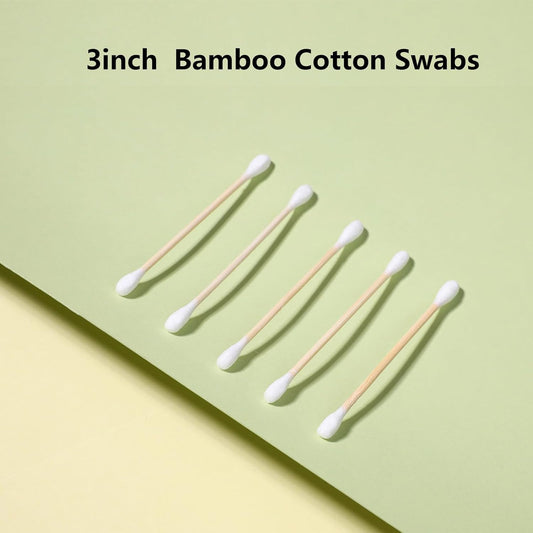 Bamboo Cotton Swabs 900ct, Natural Cotton Buds with Case for Personal Care,3 Pack Biodegradable Cotton Tips