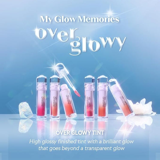 ETUDE Over Glowy Lip Stain Tint #16 Opal Wish | Non-Sticky Vegan Lip Tint | Moisturized & Long-lasting Lip Gloss | Daily Tint for Dry Lips, Korean Makeup