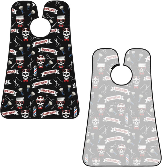 Beard Hair Catcher Bib, Waterproof Non-Stick Grooming Apron for Shaving Trimming, Perfect for Men Dad, Cool Funny Skull Tools Vintage Barber Shop Shave Bib
