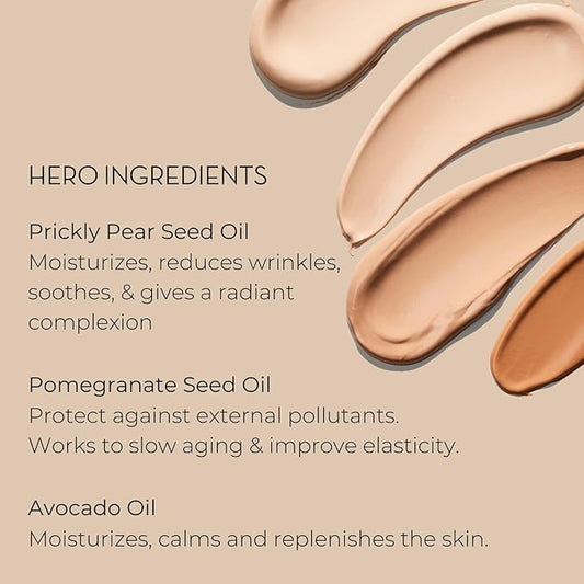 INIKA Organic BB Cream Foundation - Vegan Makeup with Hydrating Prickly Pear, Jojoba, and Pomegranate Seed Oil - Lightweight, Radiant BB Glow for Balanced Skin Tone, Honey 1 fl oz