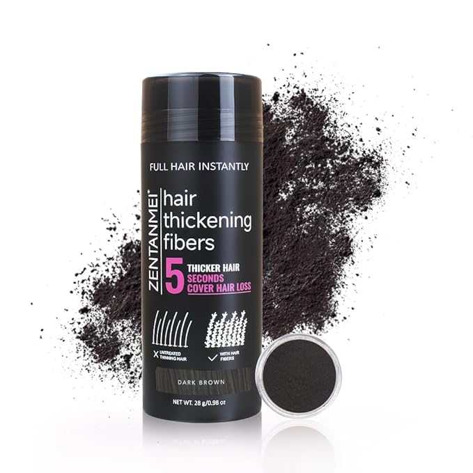 Hair Fibers for Thinning Hair for Women All-Natural Hair Building Fibers 0.98 Oz Hair Volume Powder Bald Spot Cover Up for Men & Women (Dark Brown)