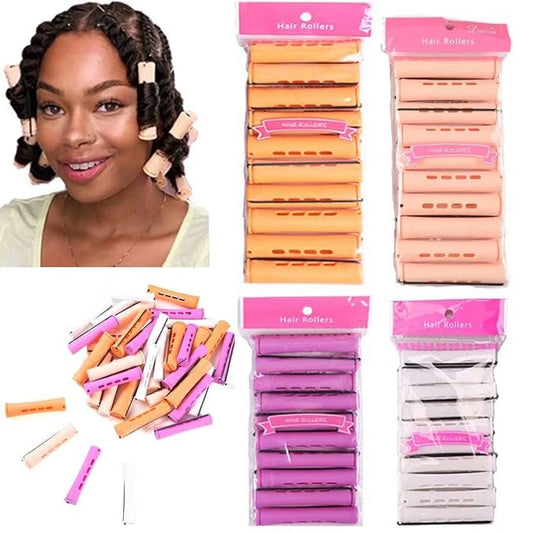 40pcs Perm Rods Set for Natural Hair 4 Sizes Cold Wave Rods Hair Rollers for Women Curling Rods for Long Medium Small Hair Curler Styling DIY Hairdressing Tools(Orange+Beige+Purple+white)