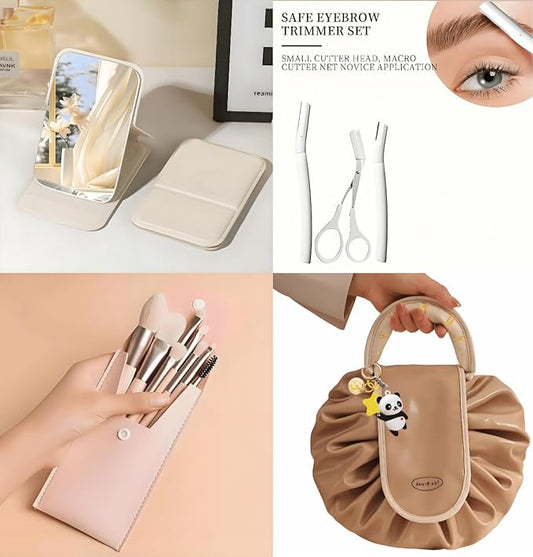 Beauty Makeup Palette 33 Pigmented Colors Professional Eyeshadow Blush Highlighter Contour Glitter Matte Set with Brushes Ideal Makeup Kit for Eyes Lips and Face