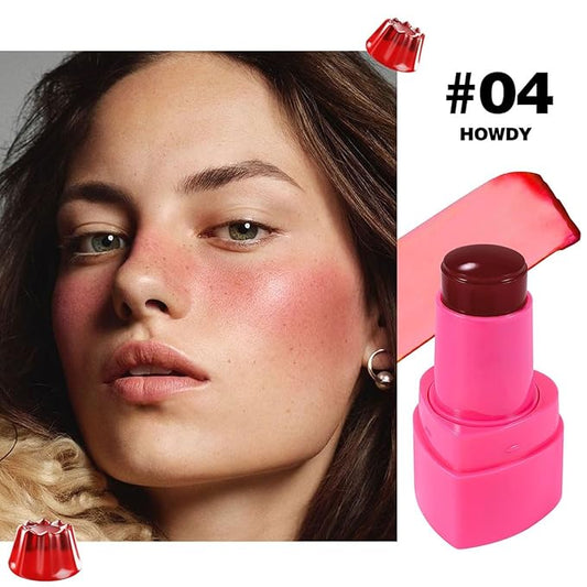 Cooling Water Jelly Tint Stick,Multi-Use Juicy Love Blush, 3-In-1cheek Blush & Eyeshadow & Lip Tinted Long-Lasting Moisture Stick,Bouncy Jelly Texture,Creates A Moist Watercolor Effect (#04, 0.32oz)