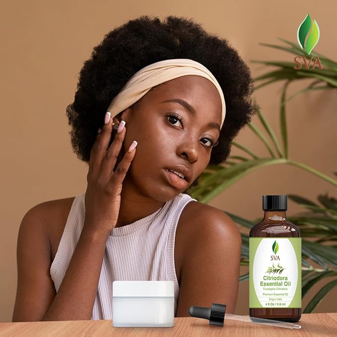 SVA Lemon Eucalyptus Essential Oil – 4 Fl Oz – 100% Natural Citriodora Oil - for Diffuser, Hair Care, Face, Skin Care, Aromatherapy, Scalp and Body Massage, Soap and Candle Making – with Dropper
