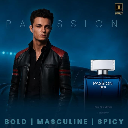 Liberty Luxury Passion Eau De Parfum for Men, Long Lasting Bold Spicy Scent Designed in France, Masculine Cologne That Draws Compliments, Perfume for men, men's fragrances,Gift for Men 100ml 3.4Oz