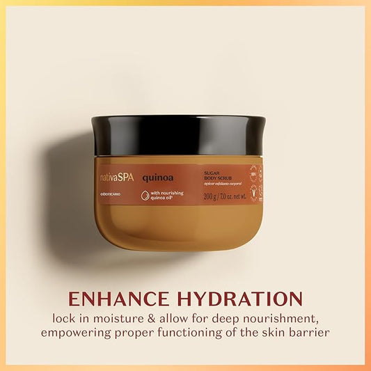 Nativa SPA by O Boticário Quinoa Sugar Body Scrub, Gentle Exfoliation & Skin Firmness Foot & Body Scrub, 7 Ounce