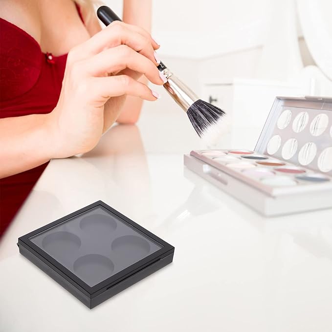 Metal Tray 5 Pcs Empty Magnetic Makeup Containers Eyeshadow Plates with 4Grids Cosmetics Storage Organizer for Eyeshadow Lipstick Blush Powder Pigment Makeup Pallet