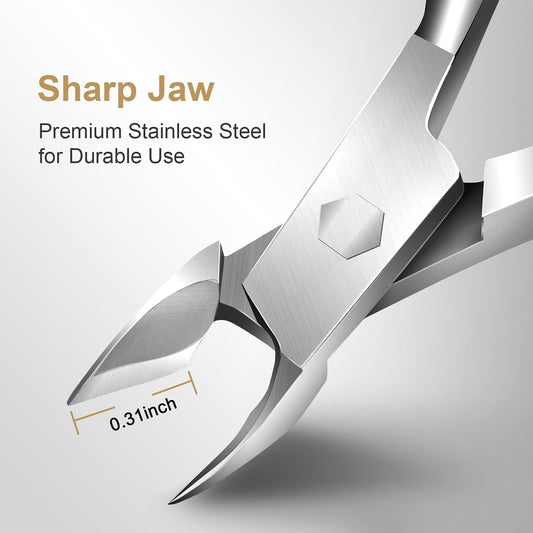 Cuticle Trimmer with Cuticle Pusher - Easkep Cuticle Remover Cuticle Nipper Professional Stainless Steel Cuticle Cutter Clipper Pedicure Manicure Tools for Fingernails and Toenails (D501-Silver)