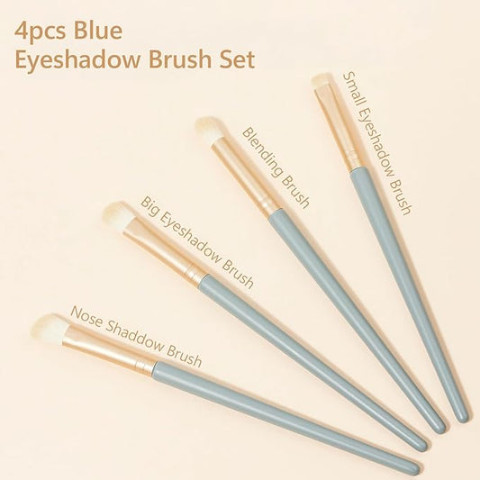 Eyeshadow Makeup Brushes Set with Case 4 PCS Soft Synthetic Hairs Eye Makeup Brushes for Blending Eyebrow Eyeliner Eyeshadow (Lightblue)