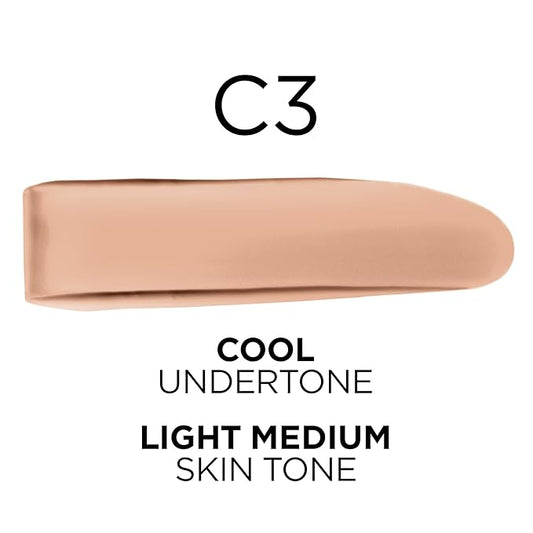 L'Oreal Paris True Match Super-Blendable Foundation, Medium Coverage Liquid Foundation Makeup, C3, Light Medium, 1 Fl Oz