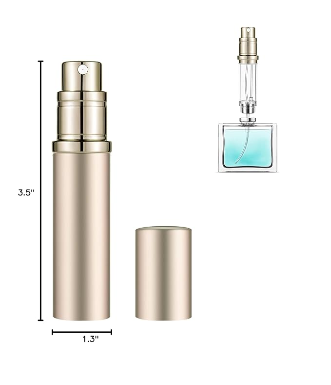 Refillable Perfume Atomizer Travel Bottle 5ml Leakproof Luxury Travel Perfume Refillable Bottle, Portable Fragrance Atomiser (Gold)