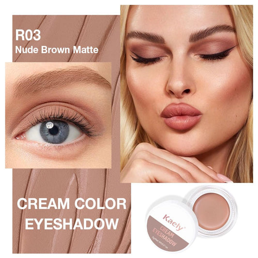 evpct Matte Nude Brown Single Cream Eye Shadow Palette Pot Makeup for Older Women, Highly Pigmented Monochrome Cream to Powder Eyeshadow Palette Matte Liquid eyeshadow, Natural Waterproof Blendable