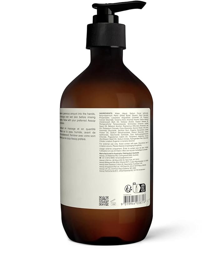 Aesop Eleos Nourishing Body Cleanser | Hydrating Ingredients For Refreshed, Soft Skin | Enriched With Emollients, Humectants, Purifying Botanicals | 500mL / 16.9oz (Pack of 3)