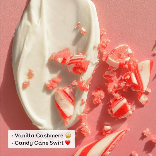 eos Holiday Skin Care Set- Vanilla Cashmere Travel Hand Cream & Candy Cane Swirl Lip Balm, Stocking Stuffers, 1 fl oz Hand Cream + 0.14 oz Lip Balm, 2-Pack