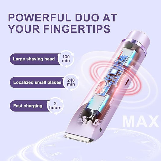 Bikini Trimmer for Women,Dermave Bikini Shaver,Electric Razors for Women Pubic Hair (Purple)