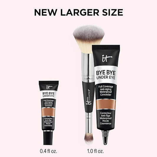 IT Cosmetics Makeup Set - Includes Supersize Bye Bye Under Eye Concealer (42.5 Deep) + Heavenly Luxe Complexion Perfection Concealer Brush (1 fl oz) - with Collagen, Hyaluronic Acid & Antioxidants