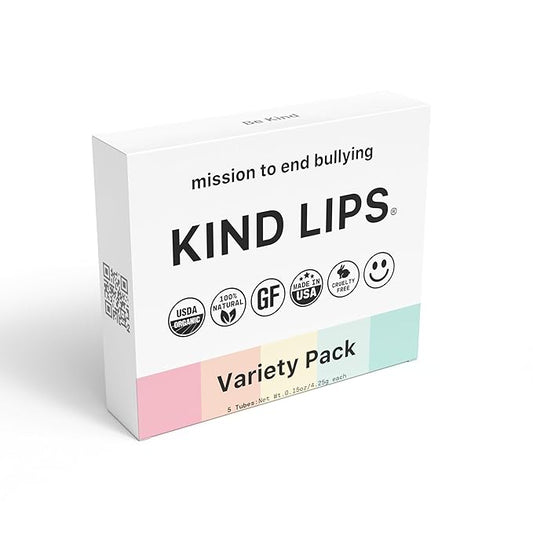 Kind Lips Lip Balm - Nourishing & Moisturizing Lip Care for Dry, Chapped Lips | Infused with Shea Butter & Beeswax | Variety Pack | 0.15 Oz (Pack of 5)