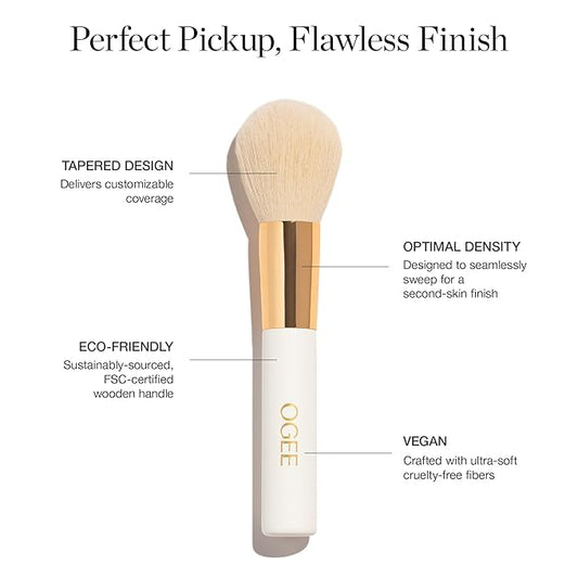 Ogee Powder Brush - Professional Quality Makeup Brush - Ultra-Soft Powder Setting Brush with Vegan Fibers for Flawless Application