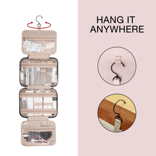 BAGSMART Toiletry Bag Travel Bag with Hanging Hook, Water-resistant Makeup Cosmetic Bag Travel Organizer for Accessories, Shampoo, Full Sized Container, Toiletries (Green Paisley, Large)